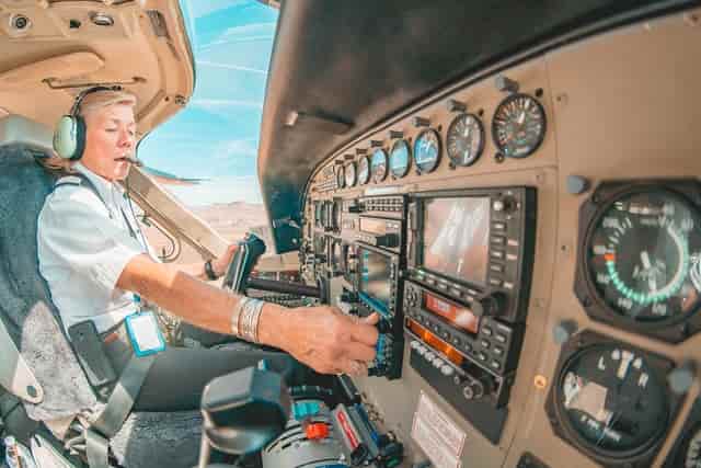 Pilot in a cockpit