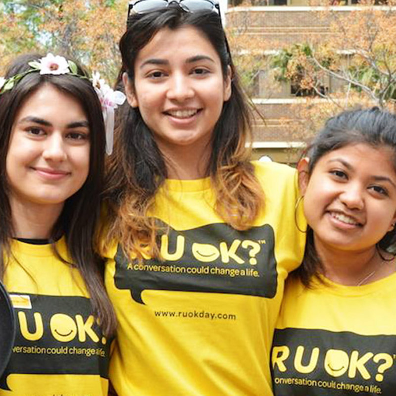 Students wearing RUOK shirts